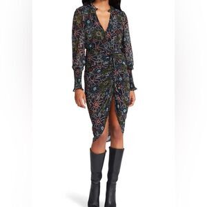 Steve Madden Floral Midi Dress - Black and Multicolor